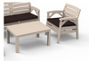 ZESTAW MEBLI OGRODOWYCH CAPPUCCINO "SANTANA" (2x FOTEL, ŁAWKA 2os.)