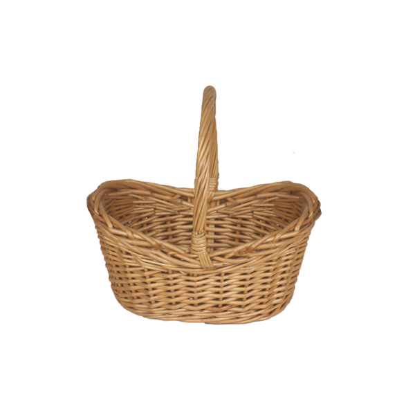 WICKER BASKET 20 x 14 x 10/18 CM WITH HANDLE - NATURAL