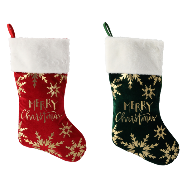 CHRISTMAS STOCKING 50 CM RED/GREEN CHRISTMAS TREE