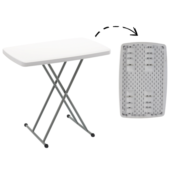 FOLDING CAMPING TABLE 76,5 X 49,5 X 36-71,5 CM WHITE