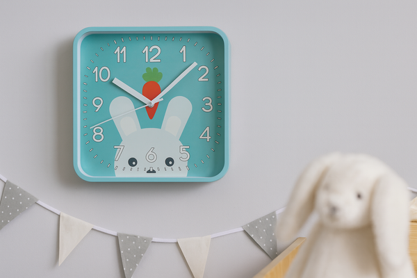 ZEGAR WISZĄCY DZIECIĘCY KWADRATOWY 20,2 x 20,2 x 3,5 CM MIX 4 WZORÓW *4603