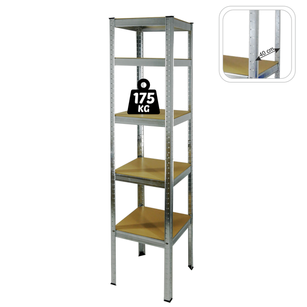 REGAŁ 5-POZIOMOWY 180 x 40 x 40 CM UDŹWIG PÓŁKI: 175 KG *9412