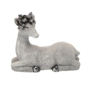 FIGURKA BOŻONAR. - RENIFER LEŻĄCY SZARY 26,5 x 12 x 23 CM opak=2 szt *5197