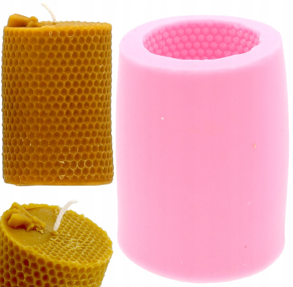 Silicone mold for candles decorated cylinder with bee
