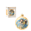GOLD GLASS CHRISTMAS BAUBLE 8 CM HOLY FAMILY