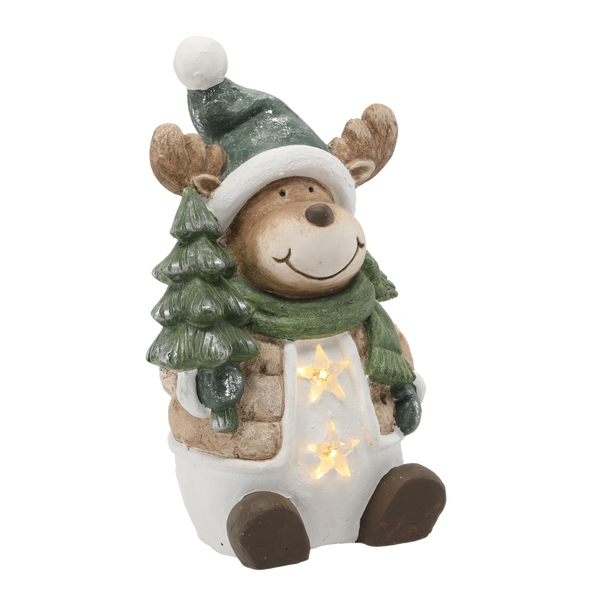 FIGURKA BOŻONAR. - RENIFER Z GWIAZDKAMI 24 X 18,5 X 40 CM LED *1155