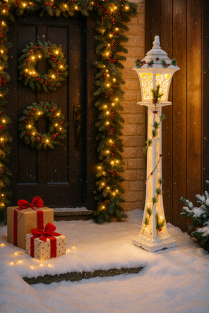 CHRISTMAS WHITE LED LANTERN 20 x 20 x 120 CM