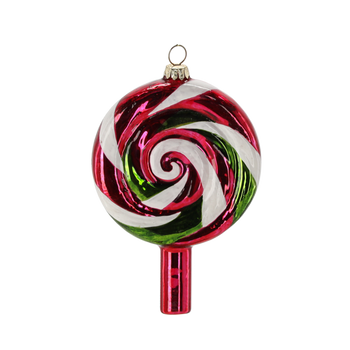 GLASS ORNAMENT - LOLLIPOP 8.4 X 12.6 X 2.4 CM