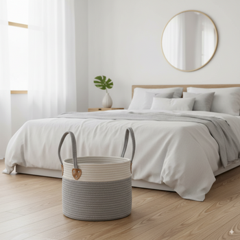 COȘ PENTRU RUFĂ/DIVERTISMENT 35 x 30 CM ROTUND GRI M *5035