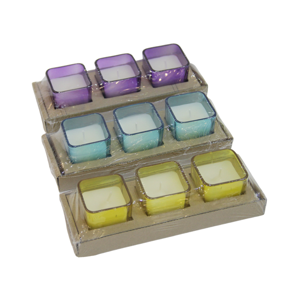 SADA 3 DEKORATIVNÍCH SVÍČEK CITRONELLA "ELIS" 5 X 5 CM MIX BARV *7447