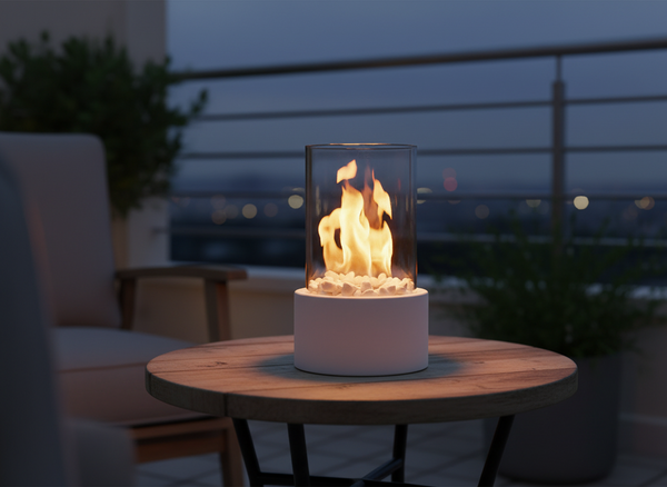 BIOKOMINEK STOŁOWY 16 X 16 X 28 CM BIAŁY