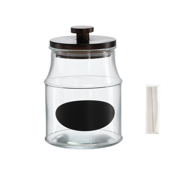 JAR 2.2 L WITH WOODEN LID, WRITING LABEL AND CHALK