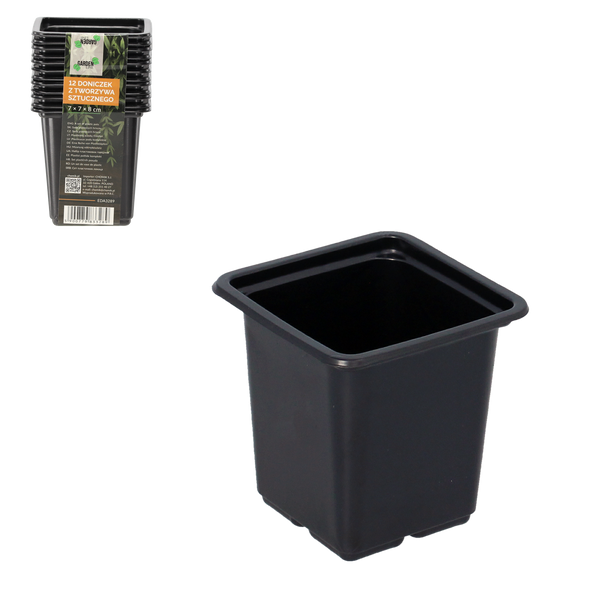 SET OF 12 PLASTIC POTS 7 x 7 x 8 CM
