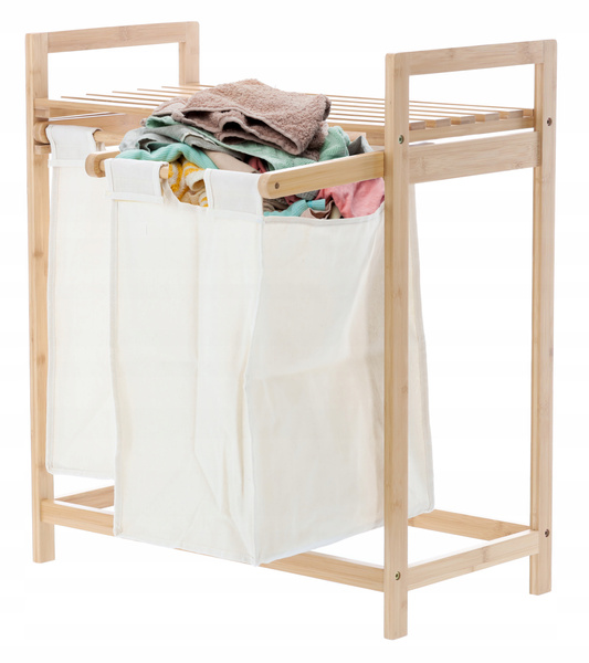 REGAŁ BAMBUSOWY Z DWOMA KOSZAMI 64x33x73 CM *6998