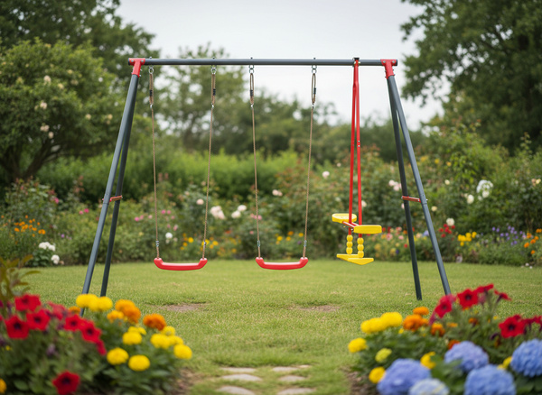 HUŚTAWKA OGRODOWA (METALOWY STELAŻ + 2 HUŚTAWKI + BUJAK) 290 x 180 x 200 CM