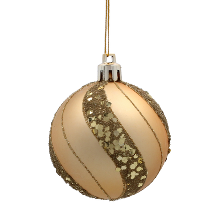 SET OF 8 CHRISTMAS BAUBLES GOLD 6 CM