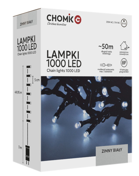 LAMPICI LED 1000L ALB RECE LUNGIME 3 + 50 M INDOI/EXTERIOR *9638