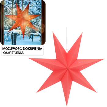 Dekoračná papierová hviezda 60 cm červená hladká *9065