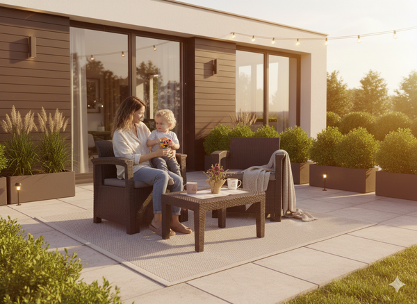 ZESTAW MEBLI OGRODOWYCH - ANTRACYT (2 FOTELE, STOLIK)