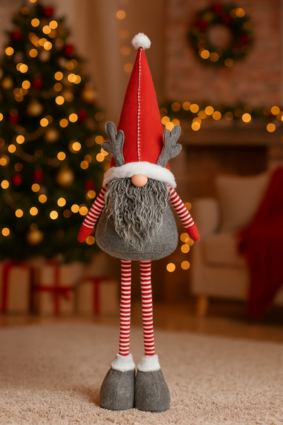 HOLIDAY GNOME WITH ADJUSTABLE LEGS 70 - 95 CM WITH REINDEER ANTLERS