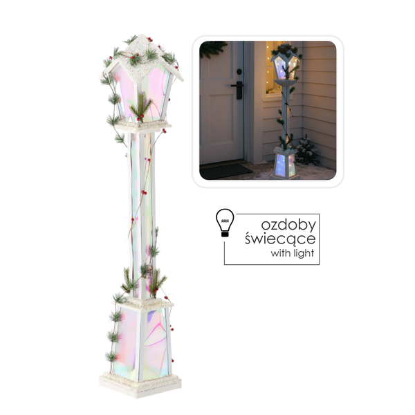 Vianočná biela LED lampáš 20 x 20 x 120 CM *5171