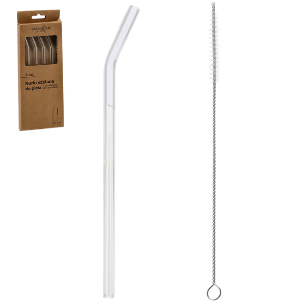 SET OF 4 GLASS STRAWS WITH BRUSH