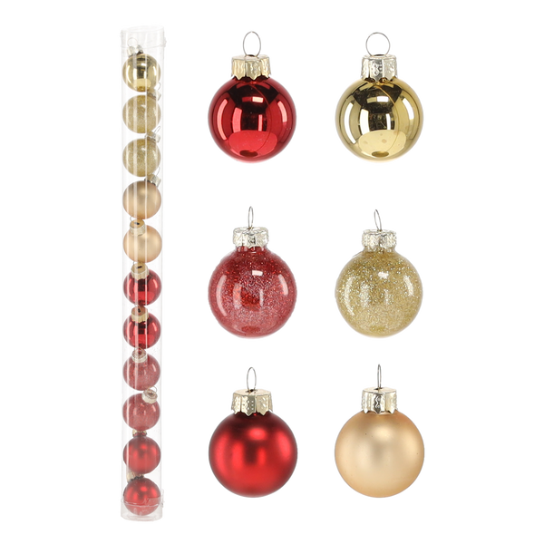 SET OF 11 CHRISTMAS TREE BAUBLES WARM COLORS 3 CM