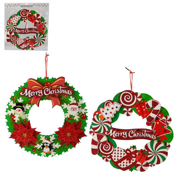 CHRISTMAS HANGING PAPER WREATH MIX DESIGNS