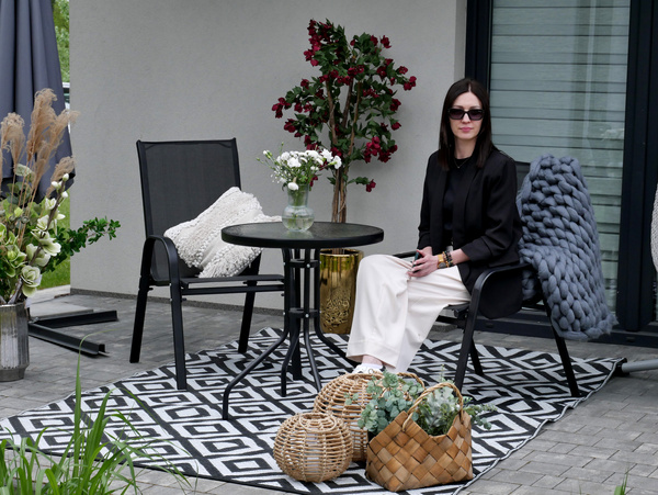 BALCONY FURNITURE SET - 2 CHAIRS + TABLE - BLACK