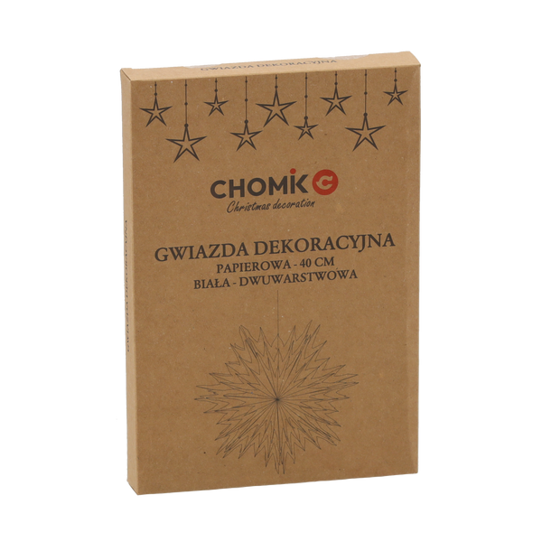 Papierová dekoratívna hviezda 40 cm biela dvojvrstvová *9102