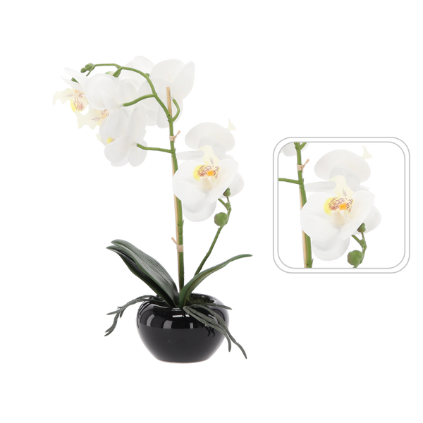 Floare artificială - orhidee albă 30 cm ambalaj=6 buc *4795