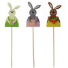 EASTER PICK DECORATION - BUNNY 6 x 9 CM MIX 3 DESIGNS pack=12pcs