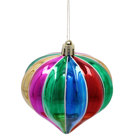 SET OF 3 CHRISTMAS ORNAMENTS - COLORFUL RIBBONS 8CM pack=12sets