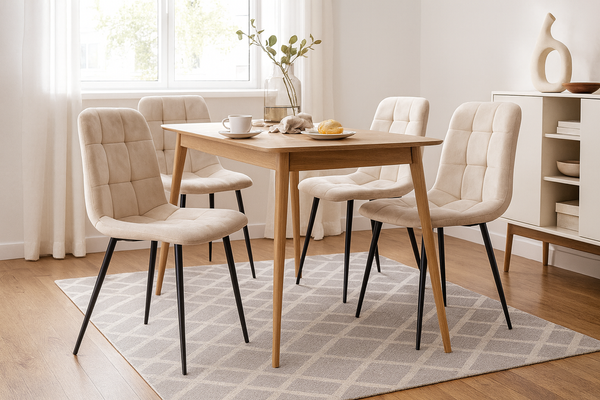 KRZESŁO NOWOCZESNE WELUROWE BEŻOWE *2950