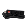 EXTENSION CORD POWER STRIP WITH SWITCH 3 SOCKETS 3M BLACK