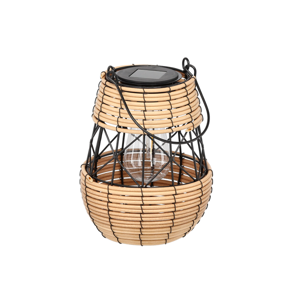 LAMPION SOLARNY METALOWY - CZARNO-BEŻOWY 23 CM *8945