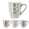KÁVOVÝ HRNEK PORCELÁNOVÝ STŘÍBRNO-BÍLÝ 340ML MIX VZORŮ balení=12 ks *6219