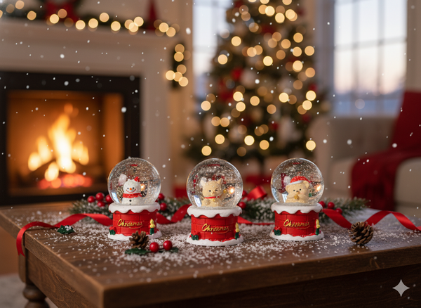 CHRISTMAS SNOW GLOBE - REINDEER / SNOWMAN / BEAR 4.5 x 7 CM disp=12pcs *5676