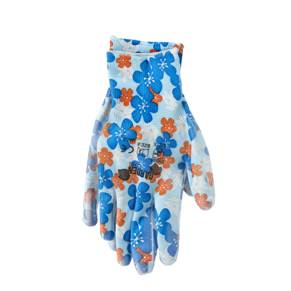 GARDEN GLOVES "8" PATTERN, POLYESTER WITH POLYURETHANE PACKET=12