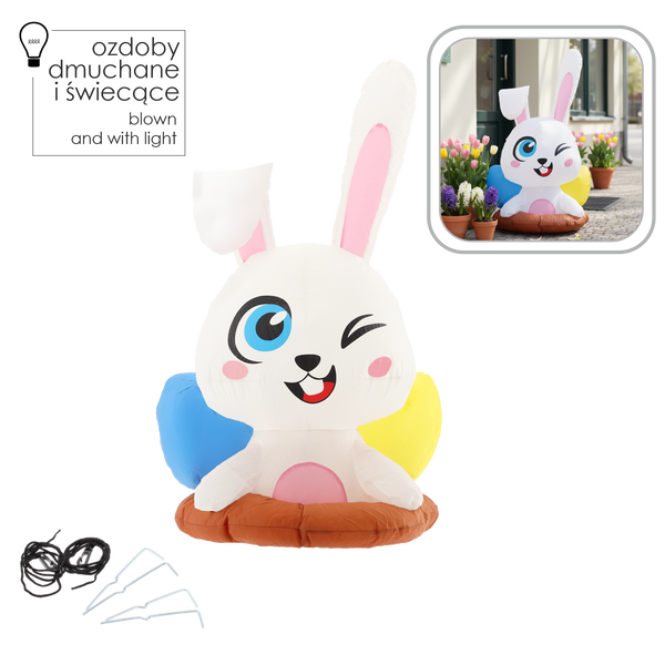 INFLATABLE BUNNY POPPING OUT OF BURROW 120 CM LED