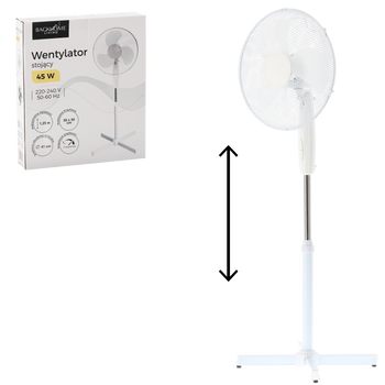 BÍLÝ STOJACÍ VENTILÁTOR 45W