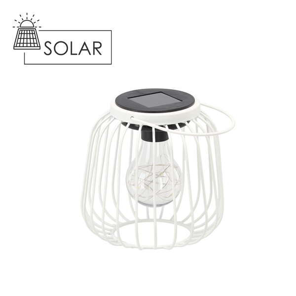 SOLÁRNY LAMPIÓN METALOVÝ BIELY 15 CM *8860