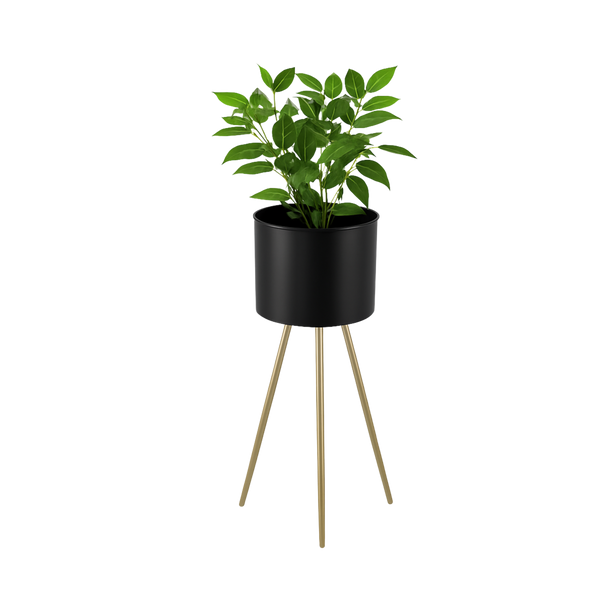 SUPORT PENTRU FLORI/PLANTE 18 x 18 x 50 CM NEGRU CU PICIORUȘE AURII *1401