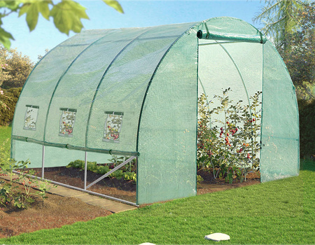 TUNEL DE GRĂDINĂ DIN POLIETILENĂ 3 SEGMENTE 3 x 2 x 2 M VERDE CU OPȚIUNE DE VENTILARE SUPLIMENTARĂ *3910