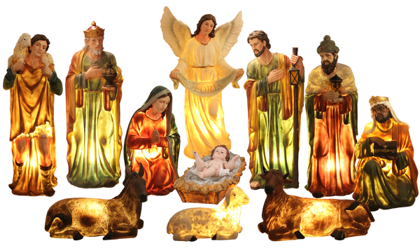 KPL.FIGUR BOŻONARODZENIOWYCH 11 EL.100 CM MASA ŻYWICZNA PODŚWIETLANE*2051