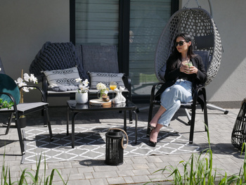 GARDEN FURNITURE SET WITH TABLE - BLACK