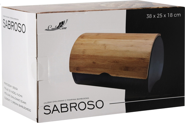 CHLEBAK SABROSO - EMALIOVANÝ S BAMBUSOVÝM VÍKEM 38 x 25 x 18 CM ČERNÝ