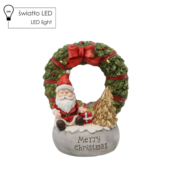 FIGURKA BOŻONAR. - WIENIEC Z MIKOŁAJEM "MERRY CHRISTMAS" 22 X 21 X 40 CM LED *0875
