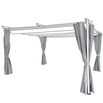 ROLLER BLIND / AWNING WITH ROD FOR PERGOLA 3 X 4 M GREY