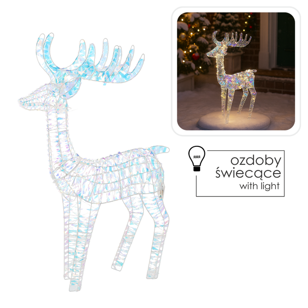 CHRISTMAS DECORATION - LED REINDEER 105 CM IRIDESCENT